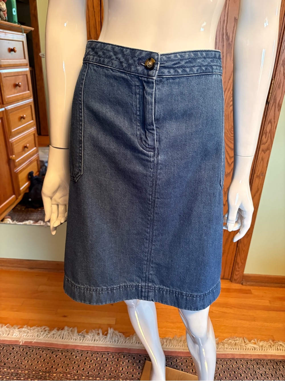 Boden Dark Blue Denim Midi Skirt
